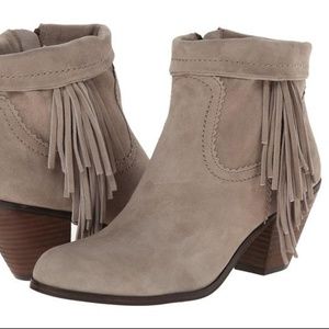 Sam Edelman Tan Suede Fringe Booties